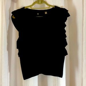 Anthropologie ruffle sweater in navy